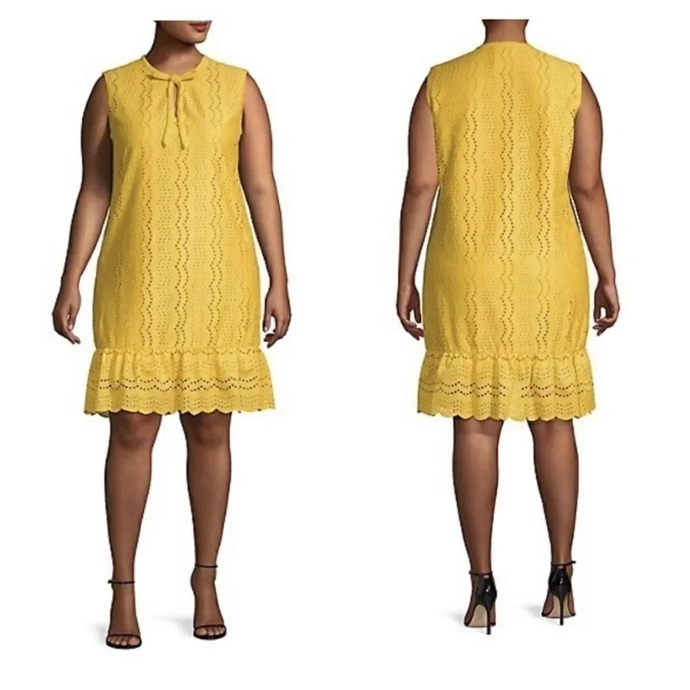 NWT Molly Bracken Yellow Eyelet Shift Dress